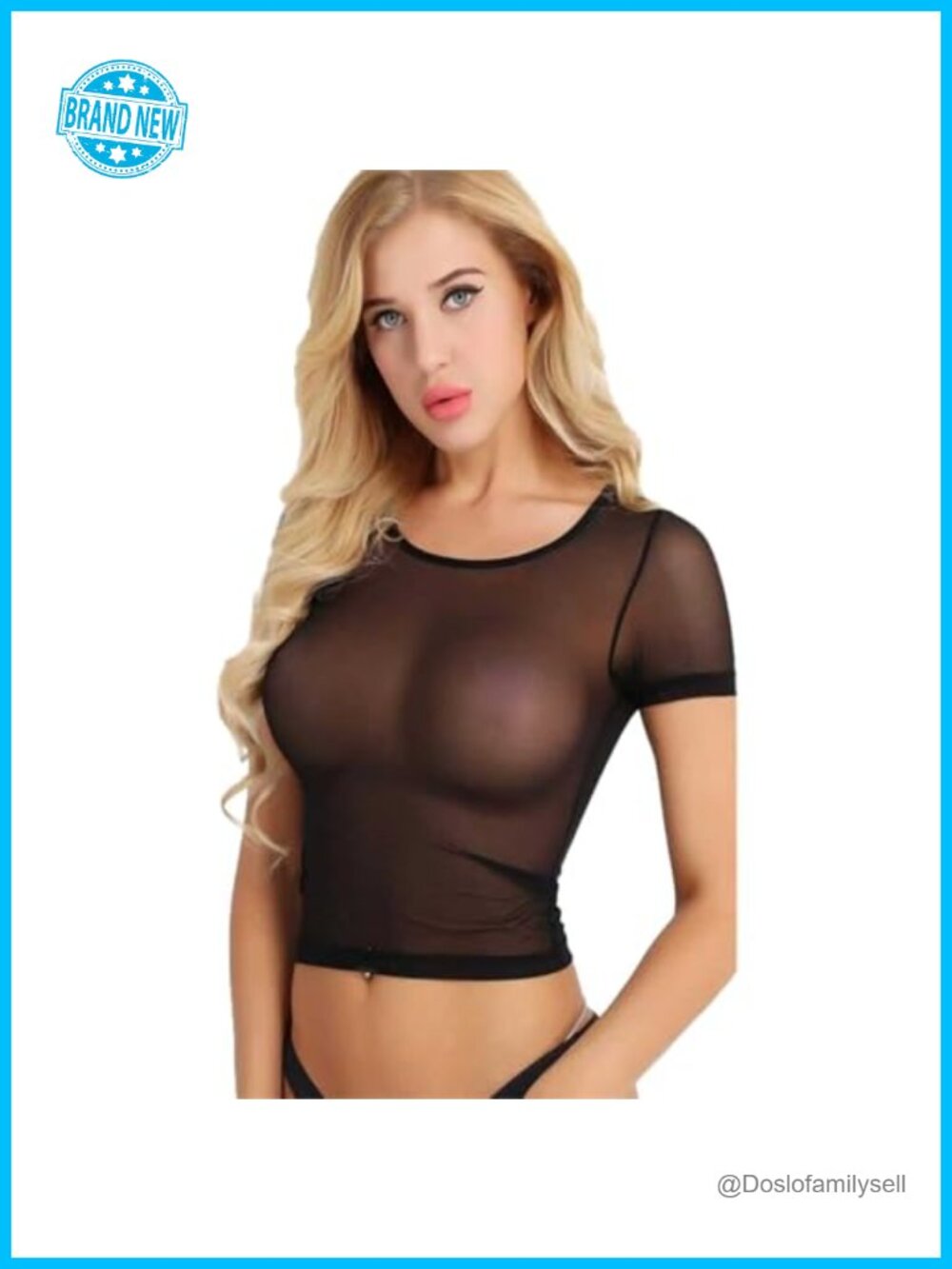 Women's Sexy Mesh Sheer See Through Crop Top Clubwear Blouse Lingerie